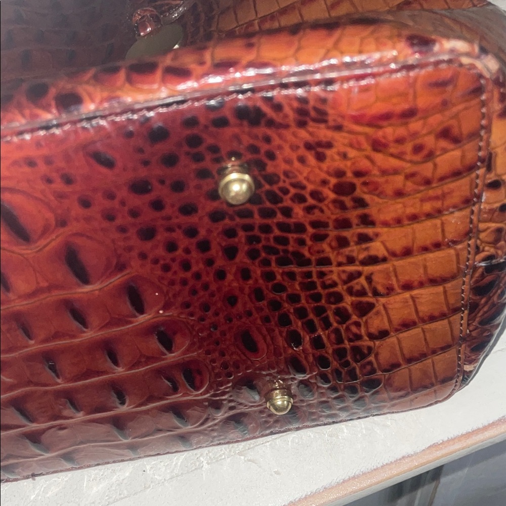 Brahmin Cognac Croc-Embossed Leather Tote - Picture 7 of 15